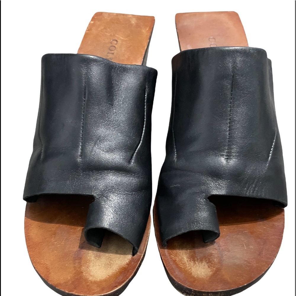 Vintage Kenneth Cole leather wooden clogs size 9